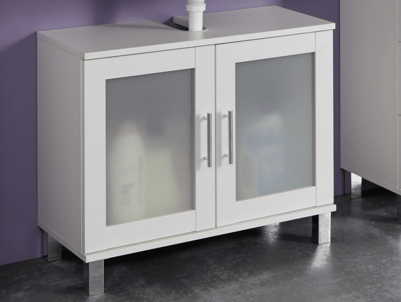 Koupelnová skříňka pod umyvadlo Orlando, bílá/satinované sklo