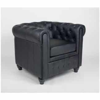 Křeslo, černá ekokůže, CHESTERFIELD 0000150081 Tempo Kondela