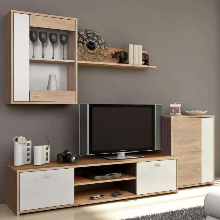 Obývací stěna, dub sonoma / bílá, GENTA 0000173908 Tempo Kondela