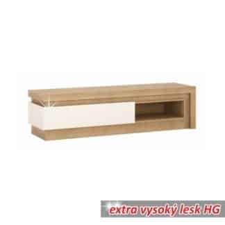 RTV stolek LEONARDO 02 dub riviéra / bílá vysoký lesk Tempo Kondela