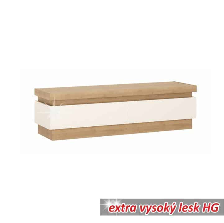 RTV stolek LEONARDO 01 dub riviéra / bílá vysoký lesk Tempo Kondela