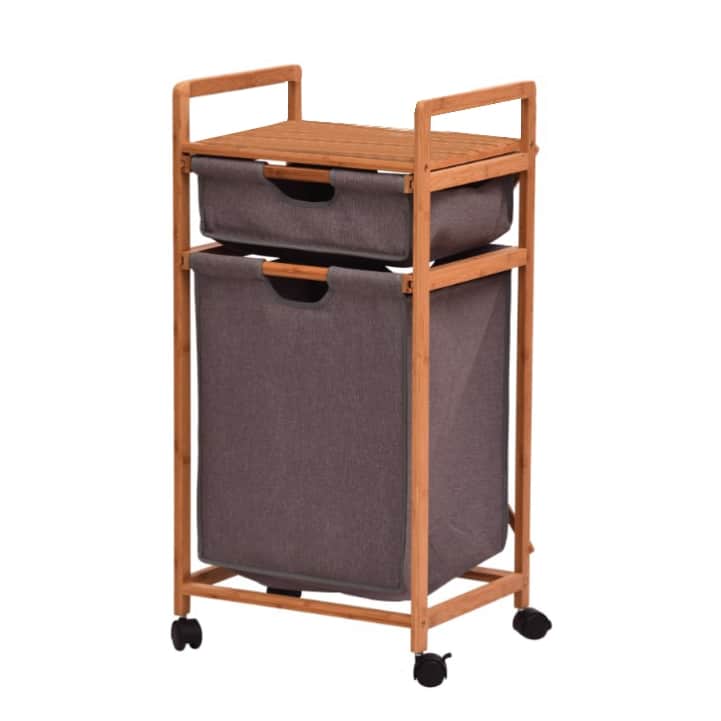 Úložný regál MESTRE přírodní bambus / šedá Tempo Kondela