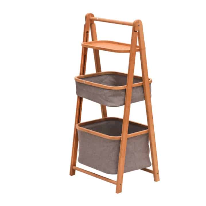 Regál VELVI lakovaný bambus / šedá Tempo Kondela