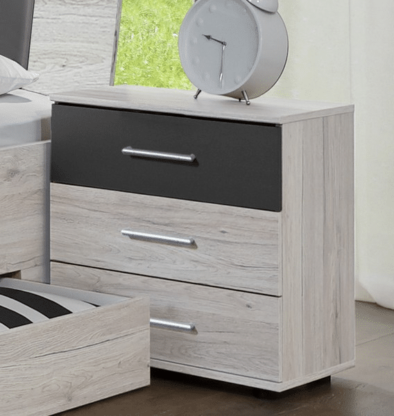 Noční stolek Sunday, bělený dub/grafit