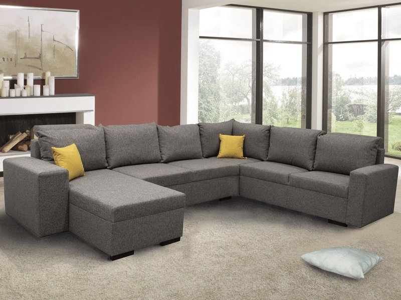 Sedací souprava Fashion, tvar U, šedá tkanina