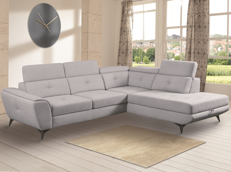 Rohová sedací souprava Sergio 2F-Ott(BK), světle šedá látka