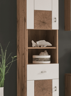 Koupelnová vysoká skříňka Spalt, divoký dub wotan/bílá