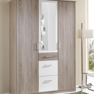 Šatní skříň Click, 135 cm, dub sonoma/bílá