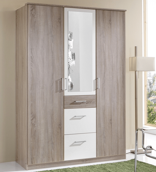 Šatní skříň Click, 135 cm, dub sonoma/bílá