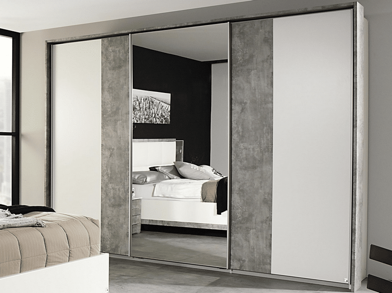 Šatní skříň Siegen, 271 cm, bílý/šedý beton