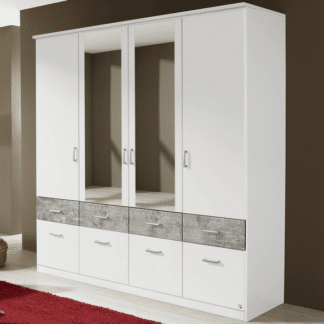 Šatní skříň Bremen, 181 cm, bílá/šedý beton