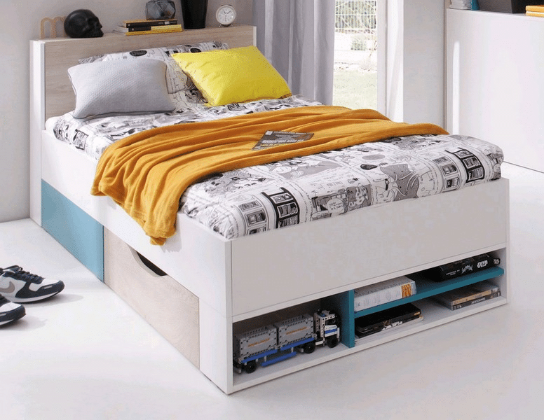 Postel s úložnými prostory Planet 14, 90x200 cm