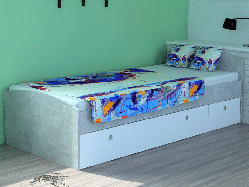 Postel s úložným prostorem Patrik AS-04 90x200 cm, šedý beton