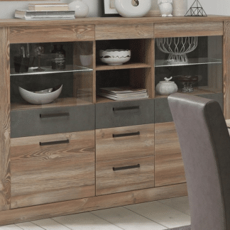 Komoda s vitrínou Telida V37, s osvětlením