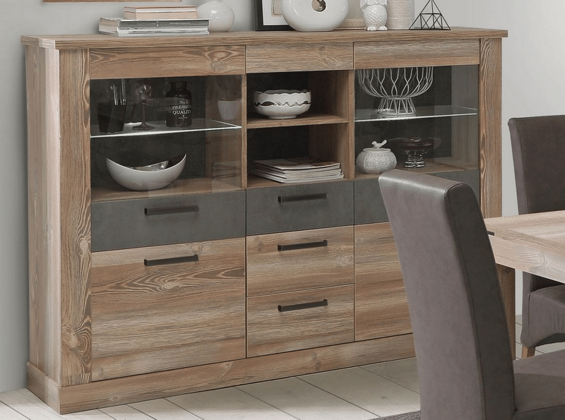 Komoda s vitrínou Telida V37, s osvětlením