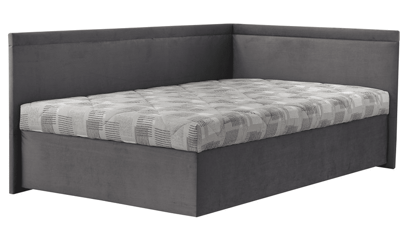 Rohová postel Travis pravá 120x200, šedá látka