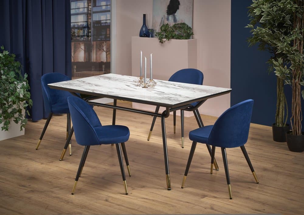 Jídelní stůl GLAMOUR mramor / černá Halmar