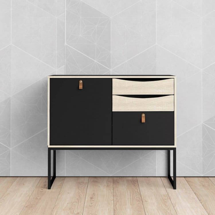 Komoda Stubbe 88200 černá mat/dub sonoma - TVI