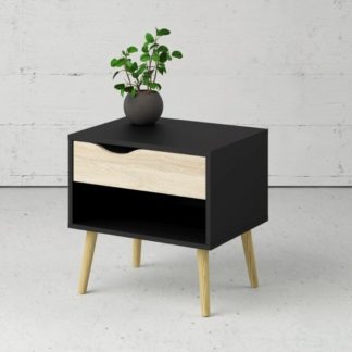 Retro noční stolek Oslo 75394 černý/dub sonoma - TVI