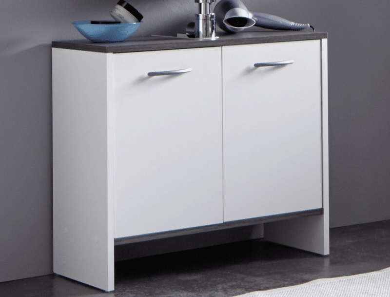 Koupelnová skříňka pod umyvadlo California, bílá/šedý dub, 2 dveře