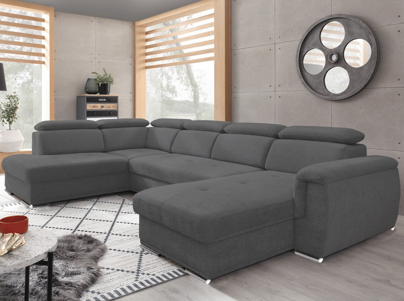 Sedací souprava Umbria, tvar U, šedá látka