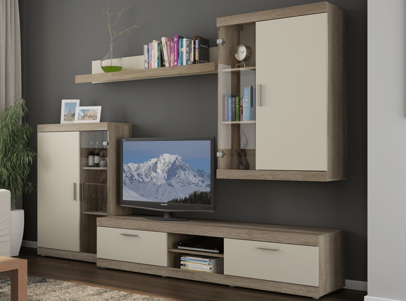 Obývací stěna Ares, dub canyon/béžová