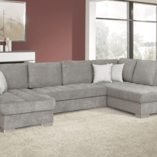 Sedací souprava Nancy, tvar U, šedá látka, bez rozkladu