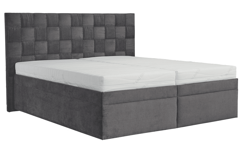 Postel boxspring Levit 180x200 cm, šedá látka