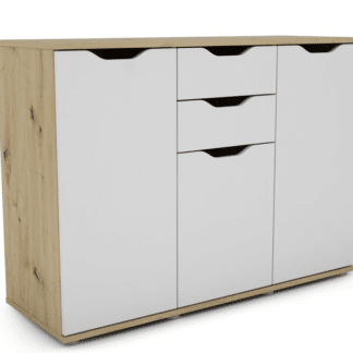 Komoda Saga 2S3D, dub artisan/bílá