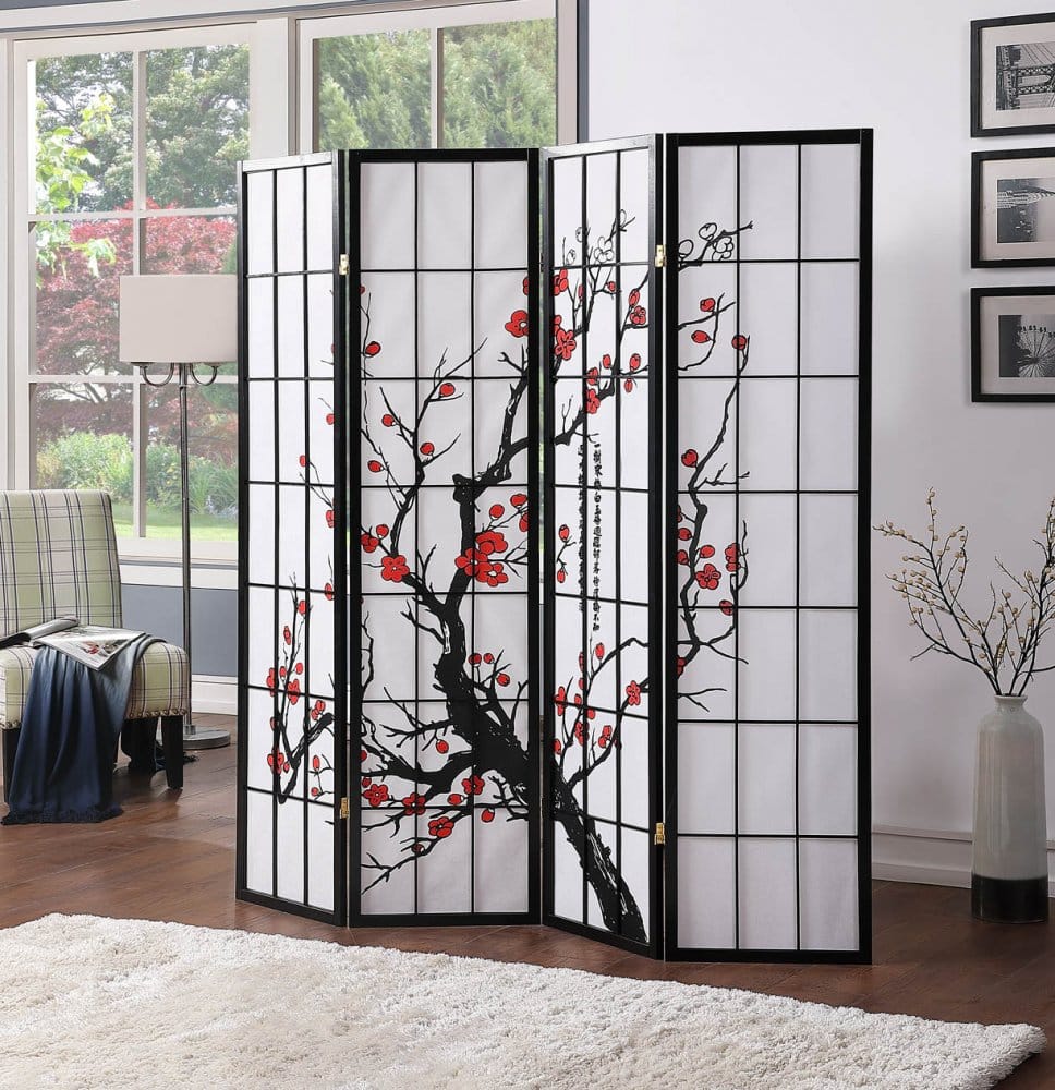 Paravan Japonský 4-dílný SC06-4 BK Hometrade