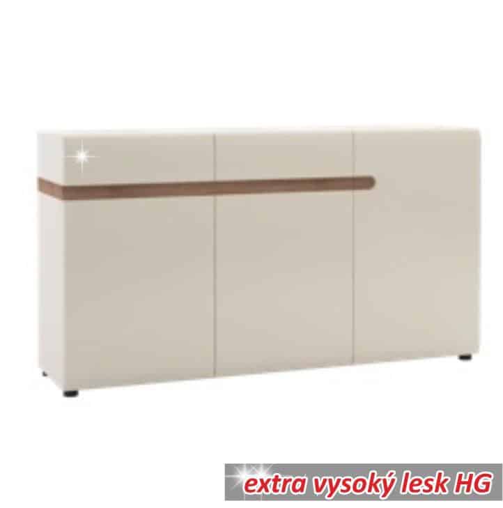 Komoda LYNATET Typ 40 bílá lesk / dub sonoma tmavý trufel Tempo Kondela