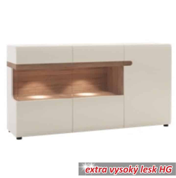Komoda LYNATET Typ 42 bílá lesk / dub sonoma tmavý trufel Tempo Kondela