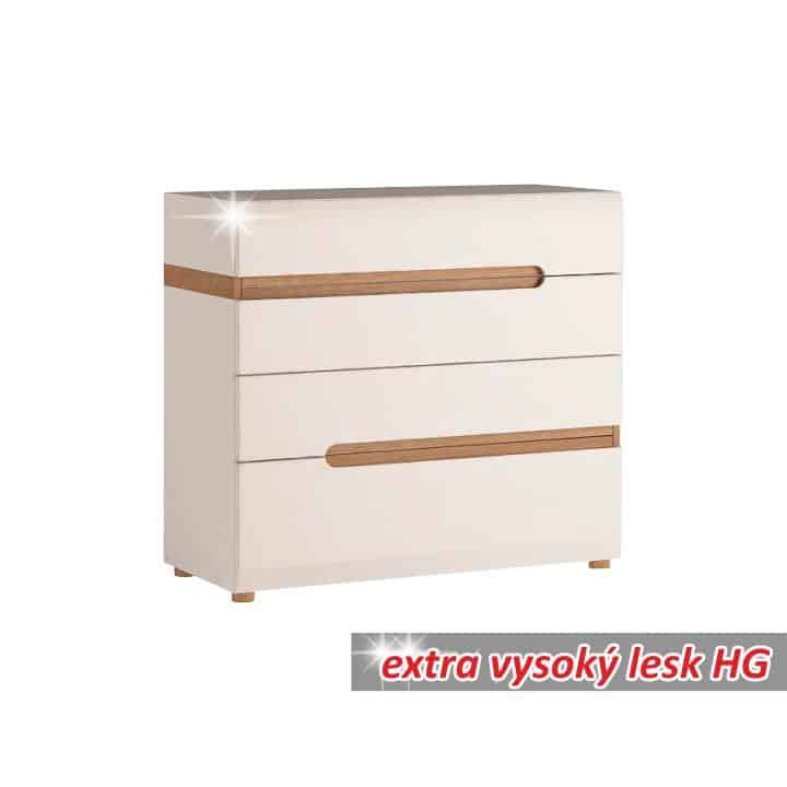 Komoda LYNATET TYP 44 bílá vysoký lesk / dub sonoma tmavý Tempo Kondela