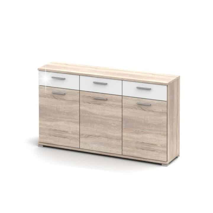 Komoda RACHEL Typ 2 dub sonoma / vysoký bílý lesk Tempo Kondela