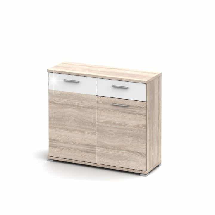 Komoda RACHEL TYP 3 dub sonoma / vysoký bílý lesk Tempo Kondela