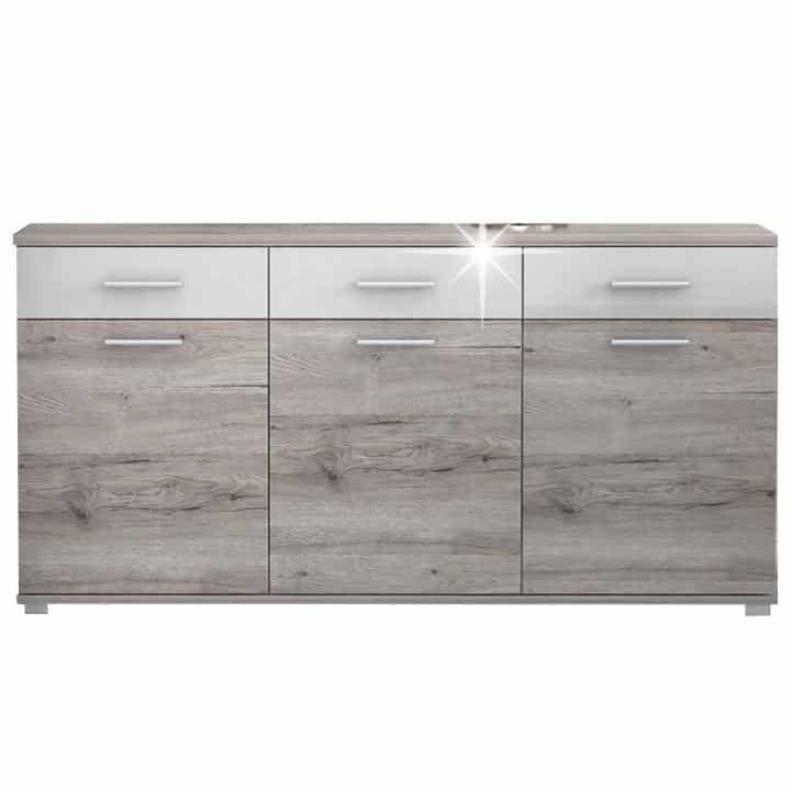 Komoda RACHEL Typ 2 dub canyon / vysoký bílý lesk Tempo Kondela