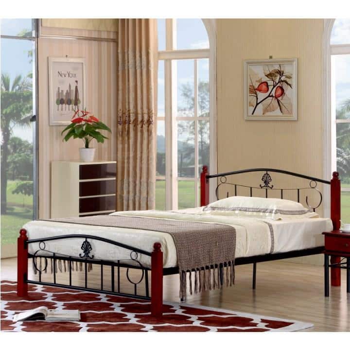 Postel MAGENTA černá / tmavý dub Tempo Kondela 140 x 200 cm