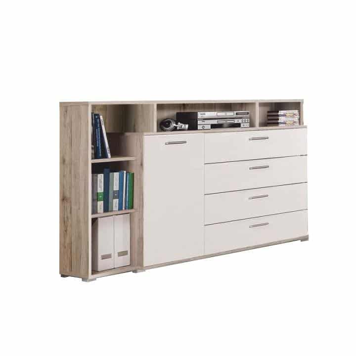 Kombinovaná komoda VALERIA dub pískový / bílá Tempo Kondela