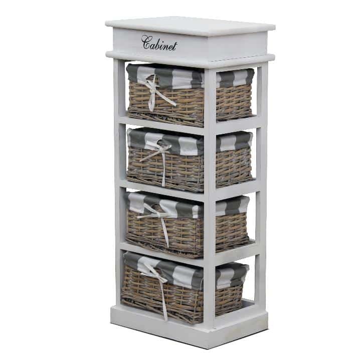 Komoda MANON 4 šedá / bílá 4 košíky Tempo Kondela