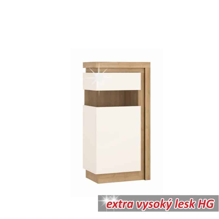 Vitrína LEONARDO LYOV02L dub riviera / bílá vysoký lesk Tempo Kondela