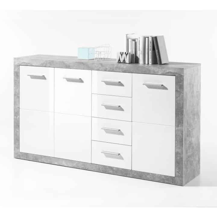 Komoda SLONE 3 beton / bílá Tempo Kondela