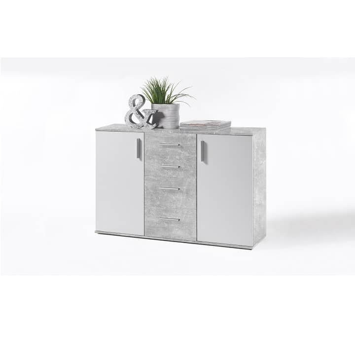 Komoda POPPY 5 bílá / beton Tempo Kondela