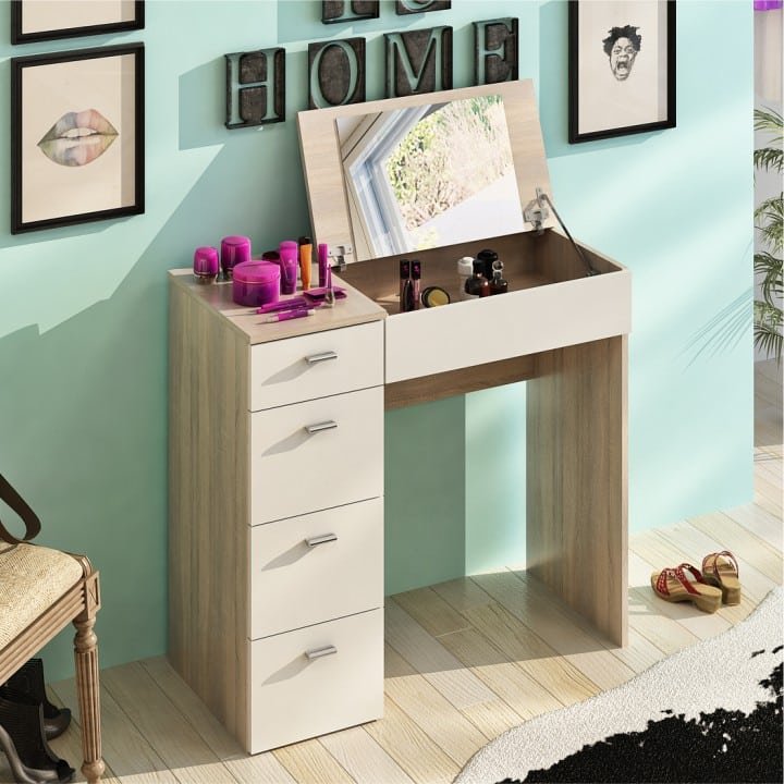 Toaletní stolek BELINA dub sonoma / bílá Tempo Kondela