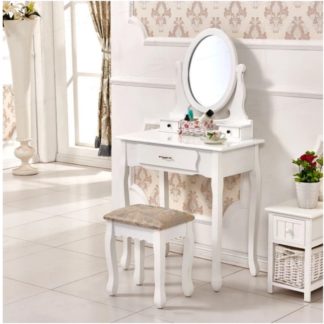 Toaletní stolek s taburetem LINET NEW bílá / stříbrná Tempo Kondela