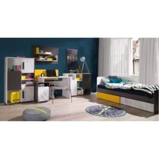 Postel s úložným prostorem MATEL B7 bílá / šedý grafit / enigma / žlutá Tempo Kondela