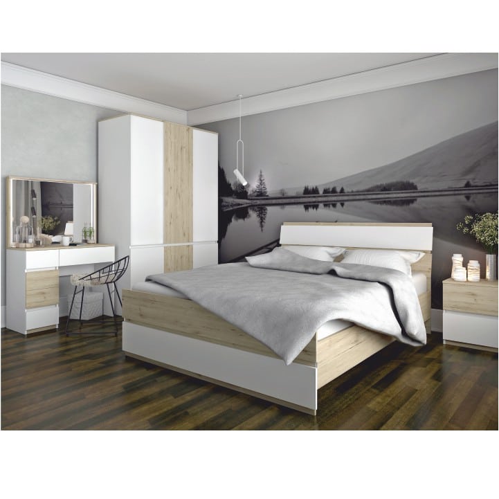 Postel LEIRA 160x200 cm dub wellington / bílá Tempo Kondela