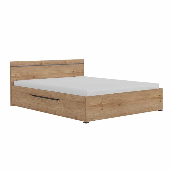 Manželská postel UTAH 160x200 dub grandson zlatá / uni šedá Tempo Kondela