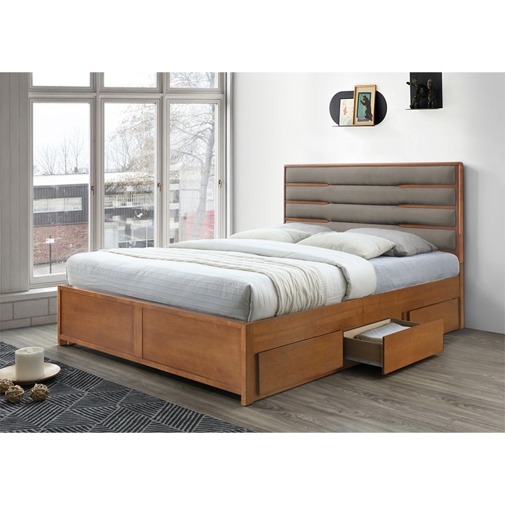 Manželská postel BETRA ořech / béžová Tempo Kondela 180 x 200 cm