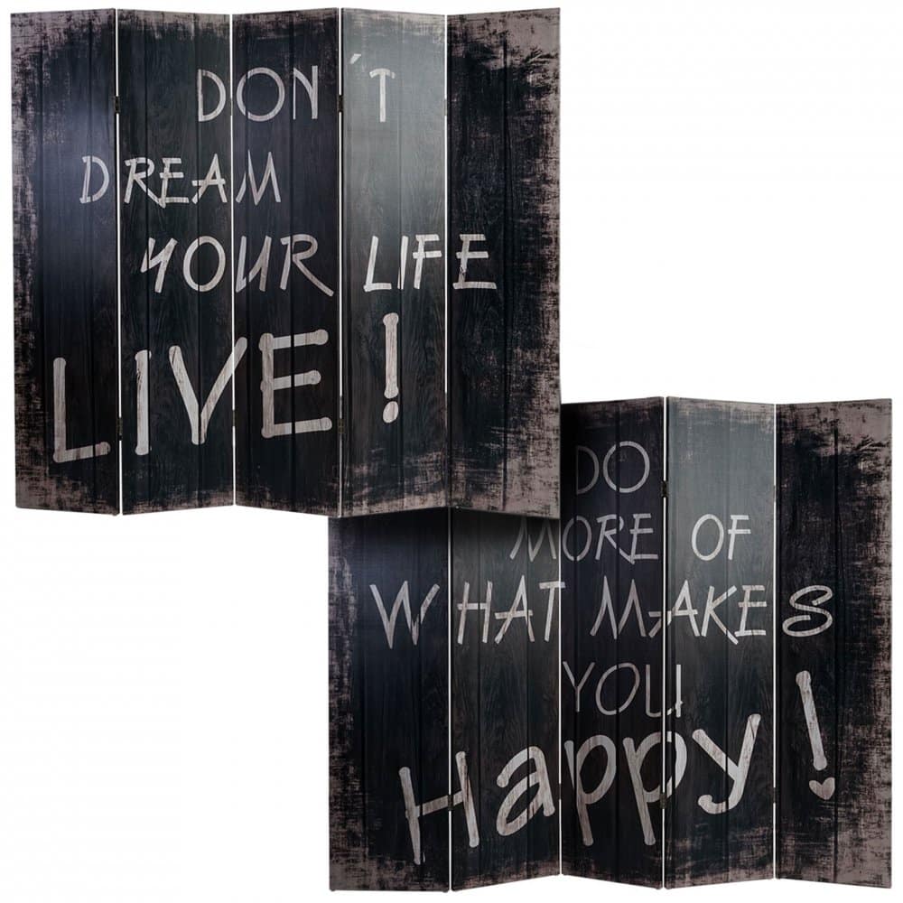 Paravan WH3003+4+5 černá / potisk 200x180 cm (5-dílný)