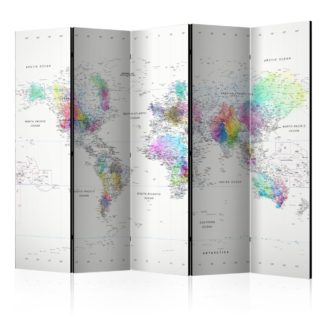 Paraván White-colorful world map Dekorhome